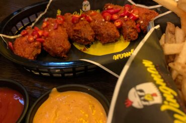 Carolina Reaper wings. Wingman, Wan Chai, Hong Kong. Probably the hottest wings I’ve ever had, but not the hottest meal. Still sweating!