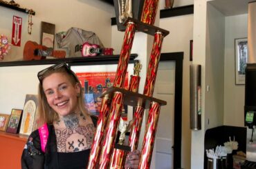 Two years ago I ate 76 grilled habaneros and 3 ghost peppers, winning me this trophy and ~36 hours of the worst pain of my life.