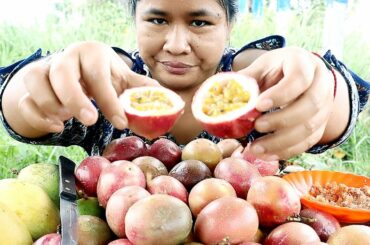 Life Natural ! Lady eating Passion with salt and chili - Healthy Fruit