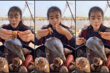 Meng Meng Jie Seafood  wonderful video Recipe Cooking Type Boil and Chili  Sauce Eating show #P42
