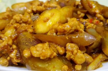 SAUTED EGGPLANT WITH GROUND PORK AND CHILI GARLIC SAUCE/ EASY AND QUICK RECIPE/ LORELIES KITCHEN
