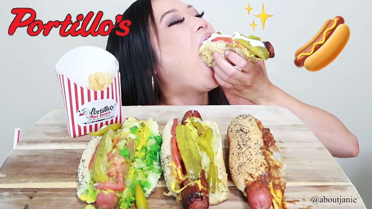 PORTILLO'S HOT DOG MUKBANG POLISH SAUSAGE, CHILI CHEESE DOG, JUMBO HOT DOG *big bites* Chili