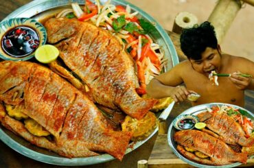 Roasted Fish BBQ Chili,Lemon Eating Soy Bean Sauce So Delicious and Spicy - Cooking Red Fish Recipe