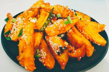 Chilli Potato Recipe ! Chilli garlic Potato Restaurant Style Recipe !