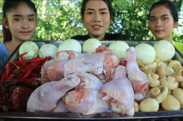 Yummy cooking chicken leg stir-fry with mushroom and chili recipe - Amazing cooking