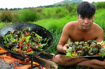 Eating delicious -  Find and cooking fried Snails hot chili | Healthy Snail Recipe