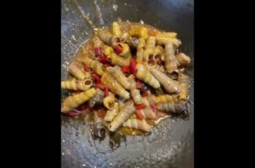 Cooking recipe spicy chili sauce with octopus