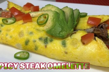Spicy Chili Omelette - Tasty and Easy Omelette Recipe - How To Make Steak Omelette - IHop style