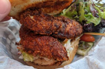 "The Reaper" chicken sandwich at a local brewery