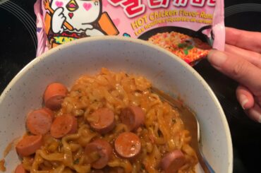 I added some Vienna sausages to the Samyang Buldak Carbonara. Yum!