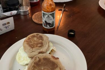 Candle breakfast sandwiches,compliments of the Queen.