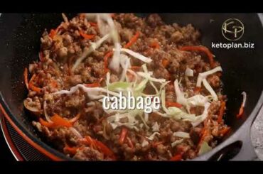 11 Keto Chili blackbean pork cabbage stir fry