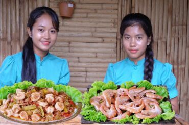 Shrimp salad with Chili sauce and Stir- Fried bitter bean with Shrimp | Healthy food cooking