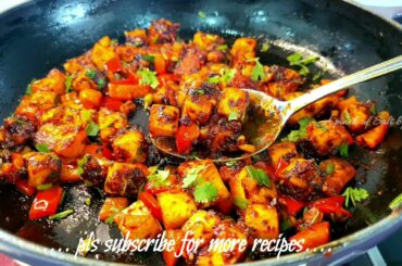Spicy Chili Dry Paneer with black pepper, vegetarian recipe