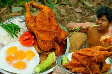 Cooking Chicken Punjabi Curry Recipe - Chicken Tikka Masala Curry Eating with Fried egg, fresh Chili