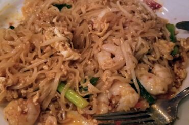 The local Thai restaurant offers spice levels of mild, medium, medium-hot, and hot. But there's the off-the-menu "Thai Hot" that is phenomenal! Here's my shrimp Pad Thai, Thai Hot, with a little extra garlic chili sauce mixed in.