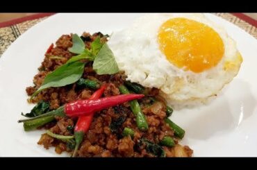 Simple steps to make spicy Thai Basil Pork with rice