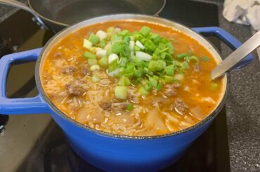 I made a spicy beef and rice soup.