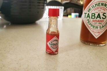 Tiny Tabasco from my hotel, with normal.tobasco for scale.