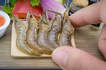 Easy Mini Sweet Chilli Shrimp Stir Fry Recipe - ASMR Cooking Mini Food