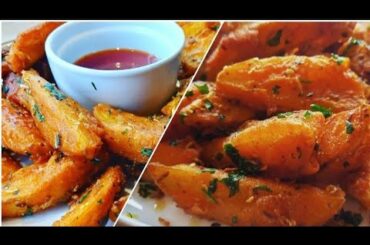 Crispy Potato Wedges - Chili Garlic Wedges Recipe - Easy Potato Snacks Recipe by SCS