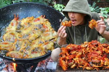 Deep Crispy Crabs Recipe - Cookinf Spicy Crispy Holy Crabs Eating with Home made Chili Paste Sauce