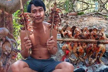 Grilled Frogs hot chili Recipe Eating So Delicious, cooking food Frog in forest