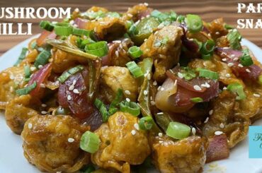 Quick and Easy Chilli Mushroom Dry Recipe - How to make Mushroom Chilli Starter in just 10 minutes