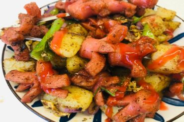 Potato Chicken Hot Dog with Onion, Green Chili | Village Cooking Foods