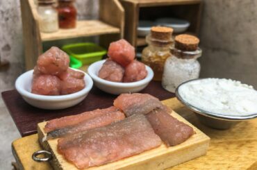 Miniature Fishballs And Meatfish With Spicy Chili Salt Simple Recipe | ASMR Tiny Cooking Real Food