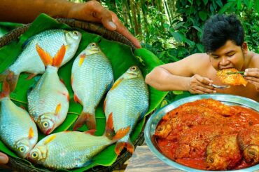 #CookingFish Braised Fish Recipe,Red Chili,Coconut Cream,Eating So Delicious In The Bamboo Jungle