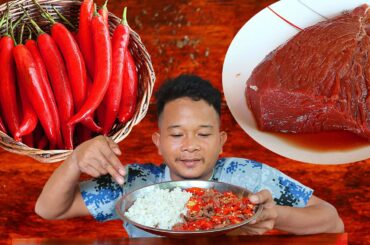 Fried beef with red chili | mukbang food recipe | spicy food recipe