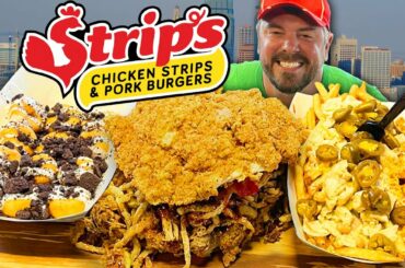 Strip's "Big Piggy" Pork Sandwich Challenge w/ White Chicken Chili Cheese Fries!!
