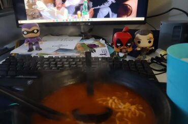 New Noodle Bowl Alert! Messy desk: CHECK! Without A Trace on HBO MAX: CHECK! Samyang Cheese noodles: DOUBLE CHECK! ***I like it a little soupy. I gotta dilute the spice a tad. No gallbladder, but I still love my spicy noodles.***