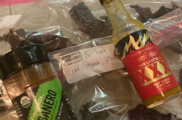 Made some beef jerky. My girlfriend got to name it.