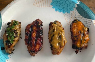 I made grilled hot wings in four different homemade sauces.