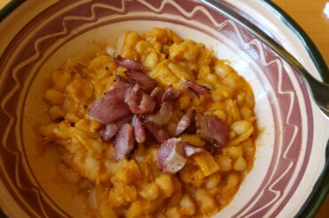 Spicy baked beans I made with chili powder and lots of onion.