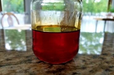Homemade chili oil made with a 5 chili blend