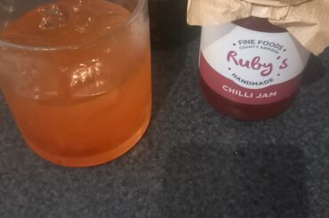 Was gifted a local chilli jam for my birthday so decided to mix it with some whiskey into a sweet chilli cocktail