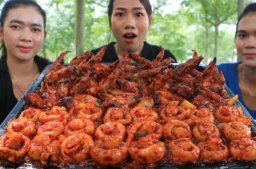 Yummy cooking mushroom stir-fry with chili and chicken wing crispy recipe - Amazing cooking