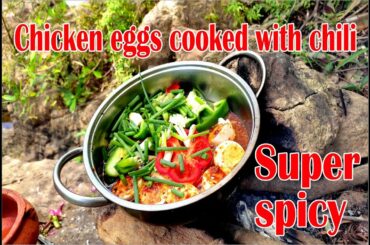 Azima-Chicken eggs cooked with super spicy chili eat delicious every day