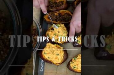 Twice Baked Chili Sweet Potato - Meatless