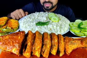 1KG SPICY FULL HILSA FISH CURRY, BRINJAL FRY, CUCUMBER, CHILI MUKBANG ASMR EATING SHOW| #LiveToEATT