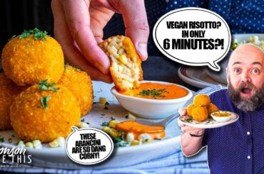6 Minute Vegan Risotto! Best Plant-Based Corn Arancini w/ Calabrian Chili Aioli - Instant Pot Recipe