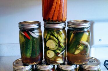 (I made) Spicy pickles and carrots
