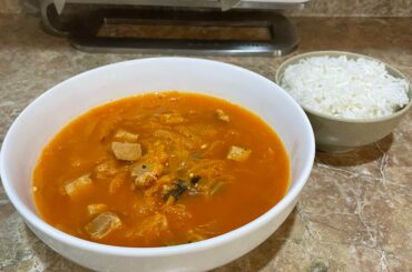 Kimchi jjigae with Scotch Bonnet and Komodo Dragon peppers from my garden