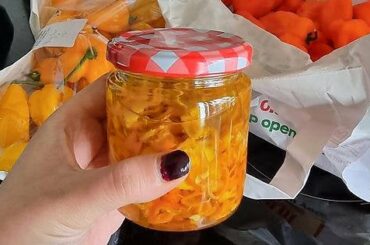 Freshly made preserved orange habaneros, can't wait to try it