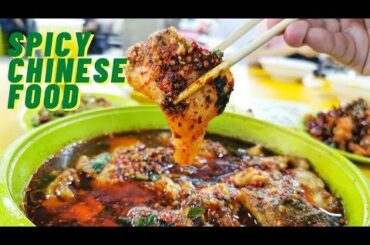 Numbing sichuan spicy chilli oil fish and many other dishes at Chinatown hawker centre singapore
