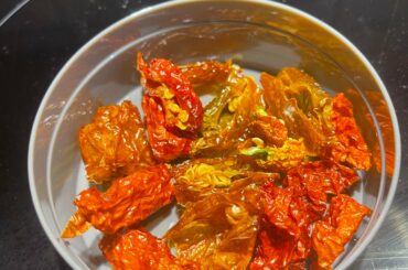 Five habaneros and five Carolina reapers i dehydrated and ground up for a batch of beef jerky.