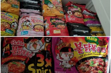 Living in a Korean neighborhoods is awesome. My cabinets are stocked with Samyang Buldak, and I've tried most of the flavors... Also have the frozen dumplings in 2 flavors, the bottled sauces in 3 flavors, and the rice cakes. Can't find the spicy almonds anywhere though... Yet.